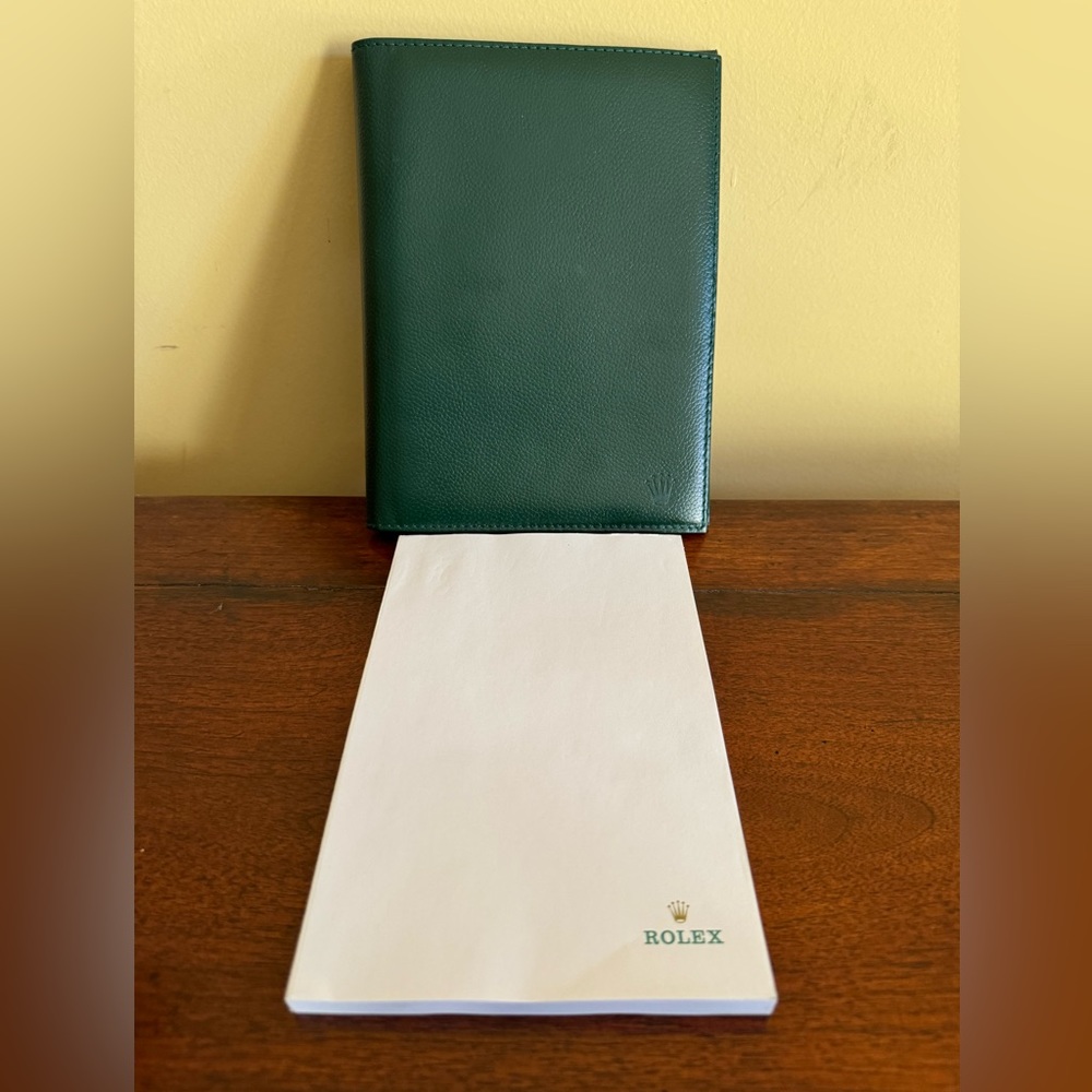 Vintage New Genuine ROLEX Green Leather Note Pad . - Picture 7 of 8